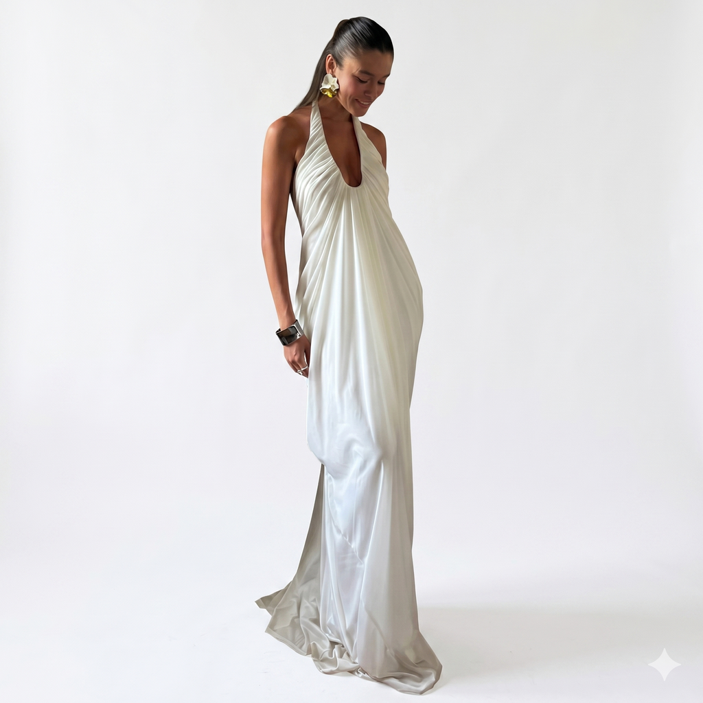 Robe blanche pour cérémonie longue femme