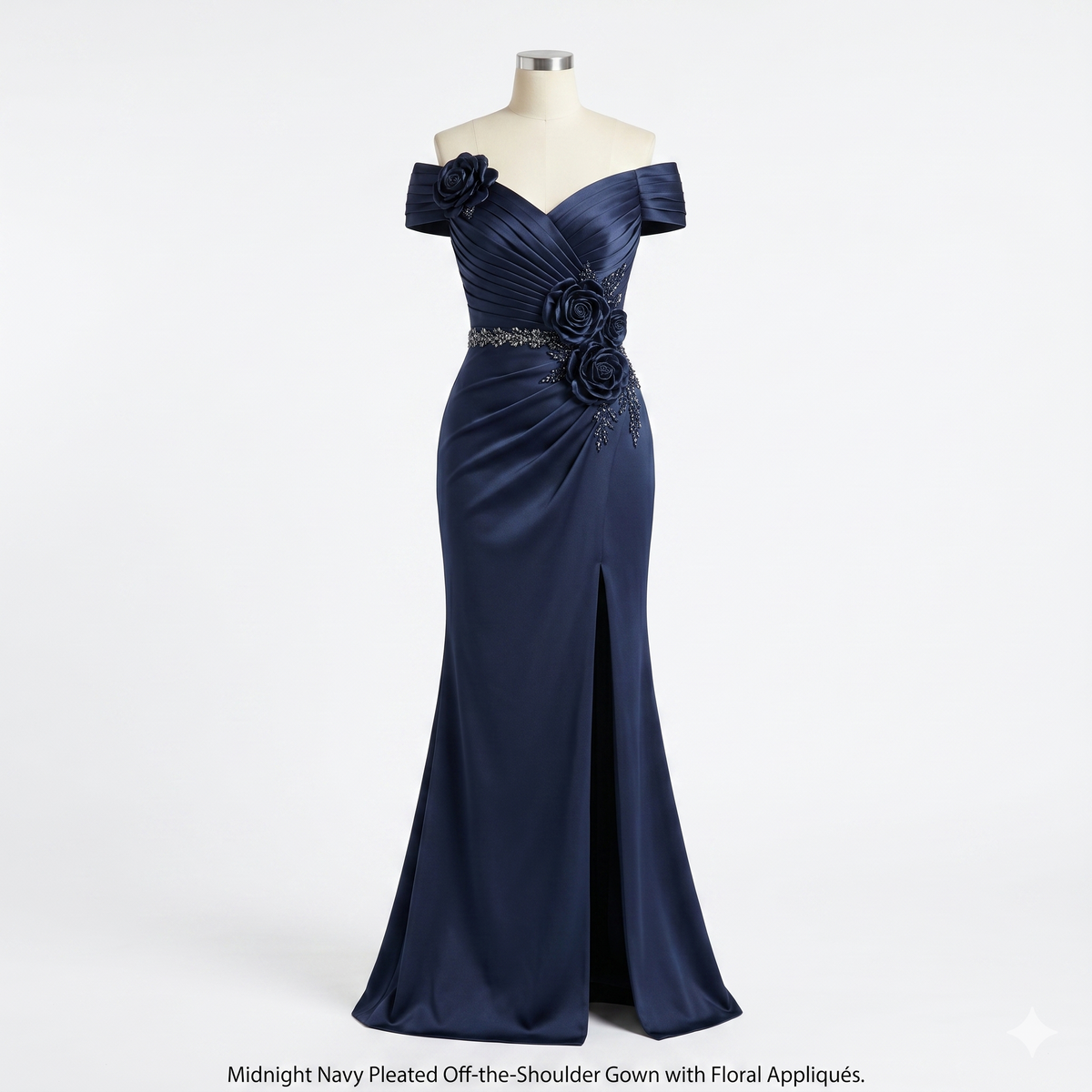 Robe cérémonie grande taille longue bleu marine femme