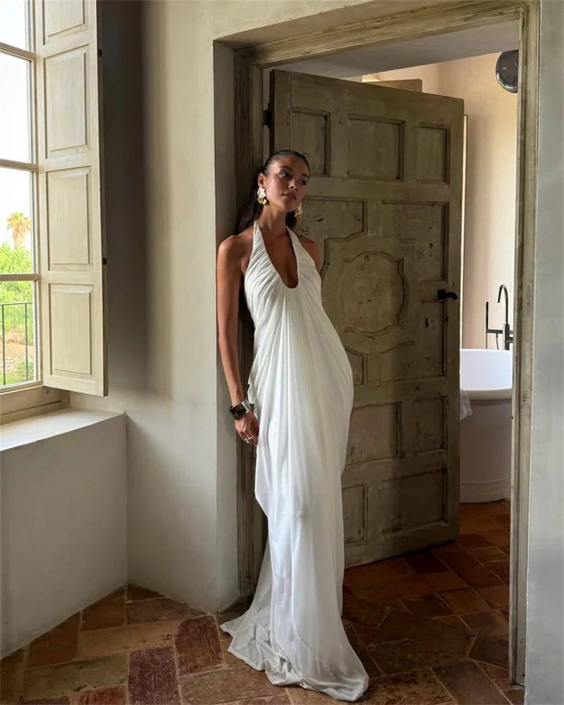 Robe blanche pour cérémonie longue femme