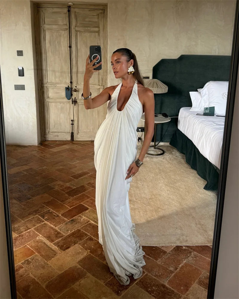 Robe blanche pour cérémonie longue femme