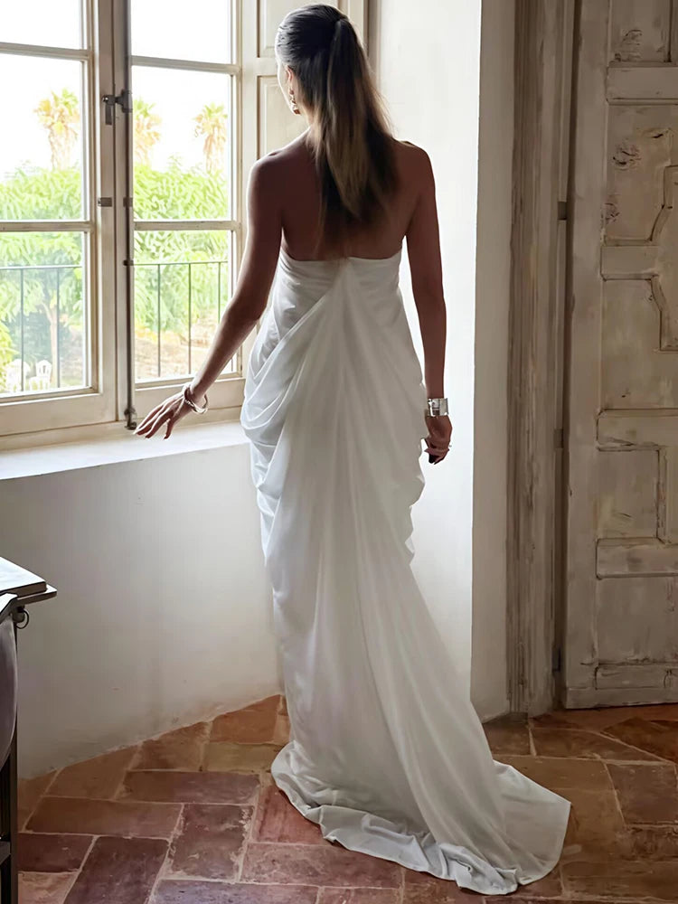 Robe blanche pour cérémonie longue femme