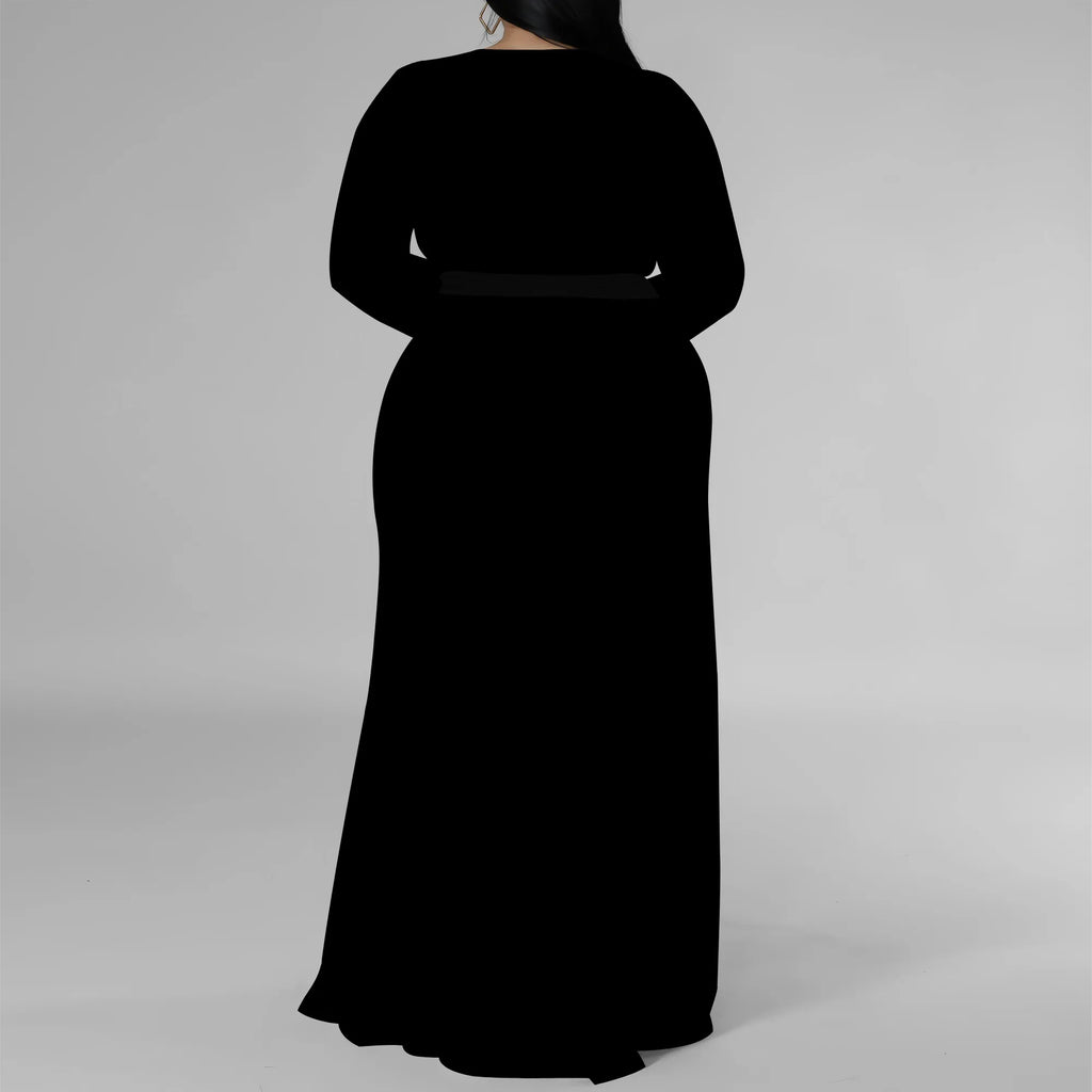 Robe de soirée grande taille longue noire femme