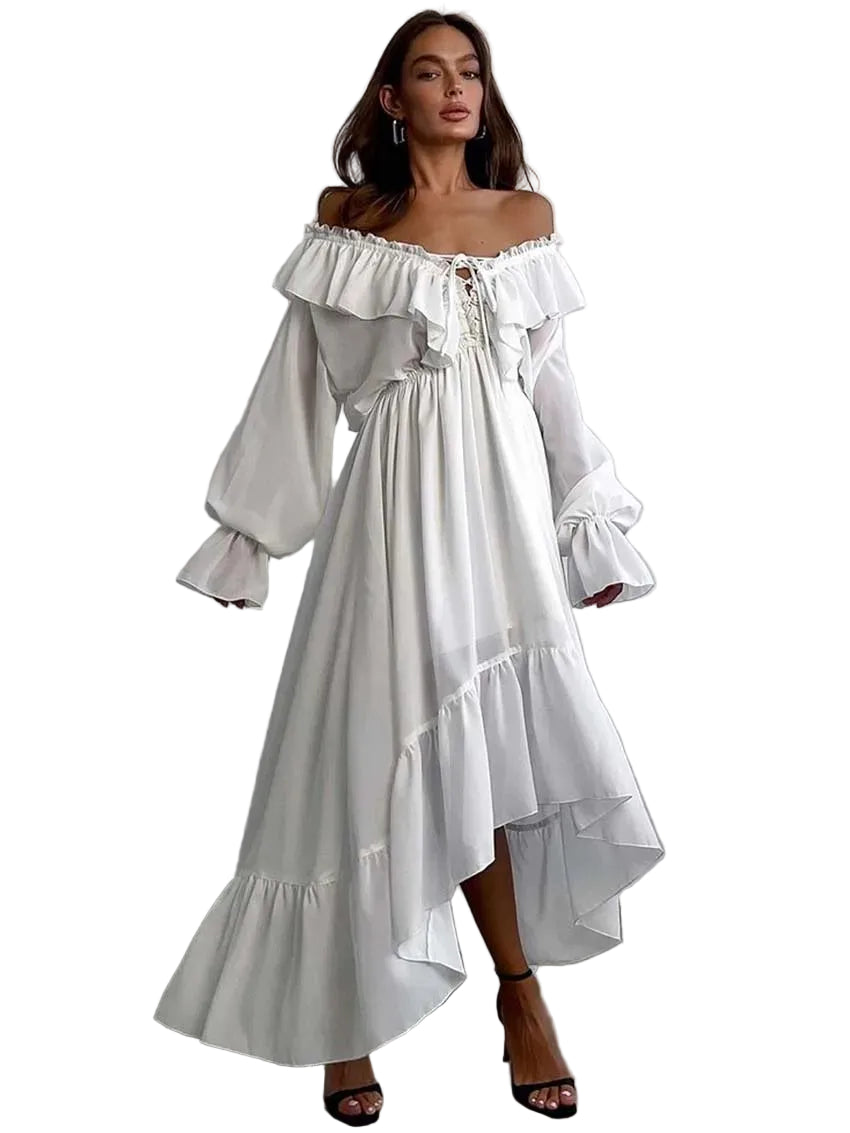Robe de soirée longue blanche femme élégante