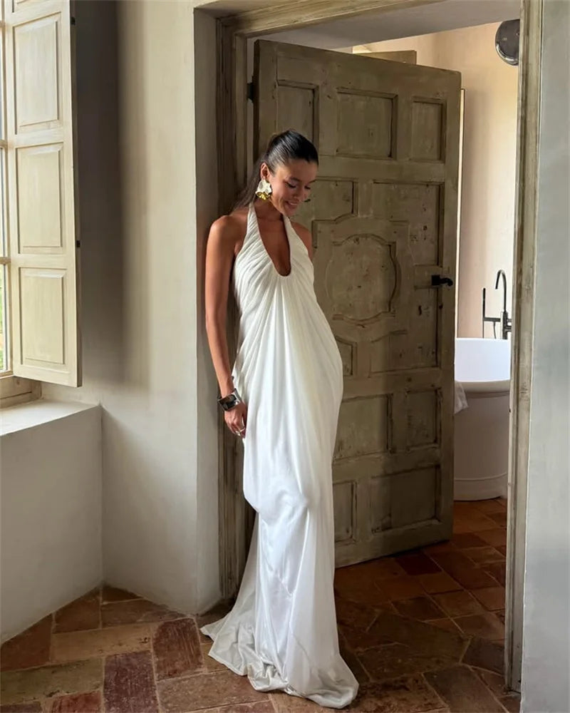 Robe blanche pour cérémonie longue femme