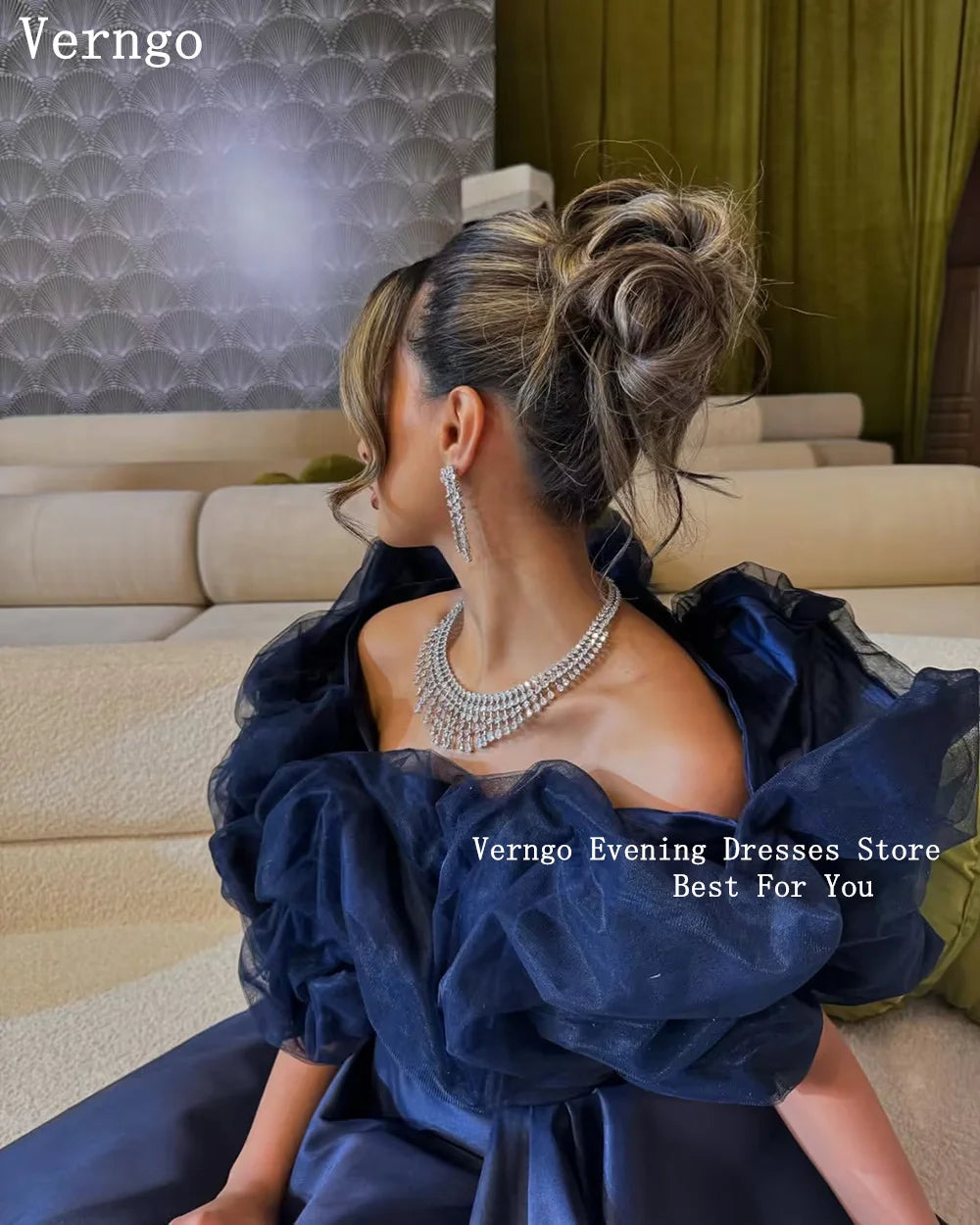 Robe de soirée longue bleu marine femme