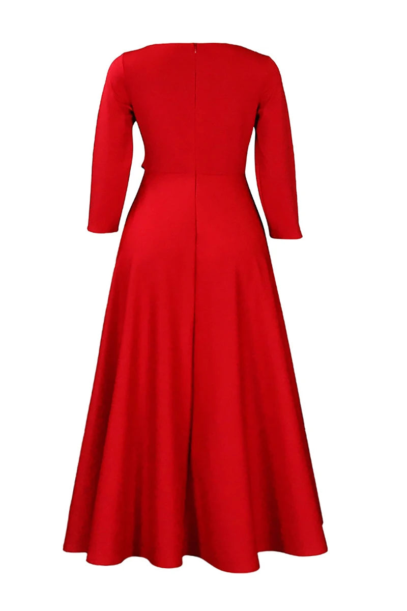 Robe de soirée grande taille longue rouge femme