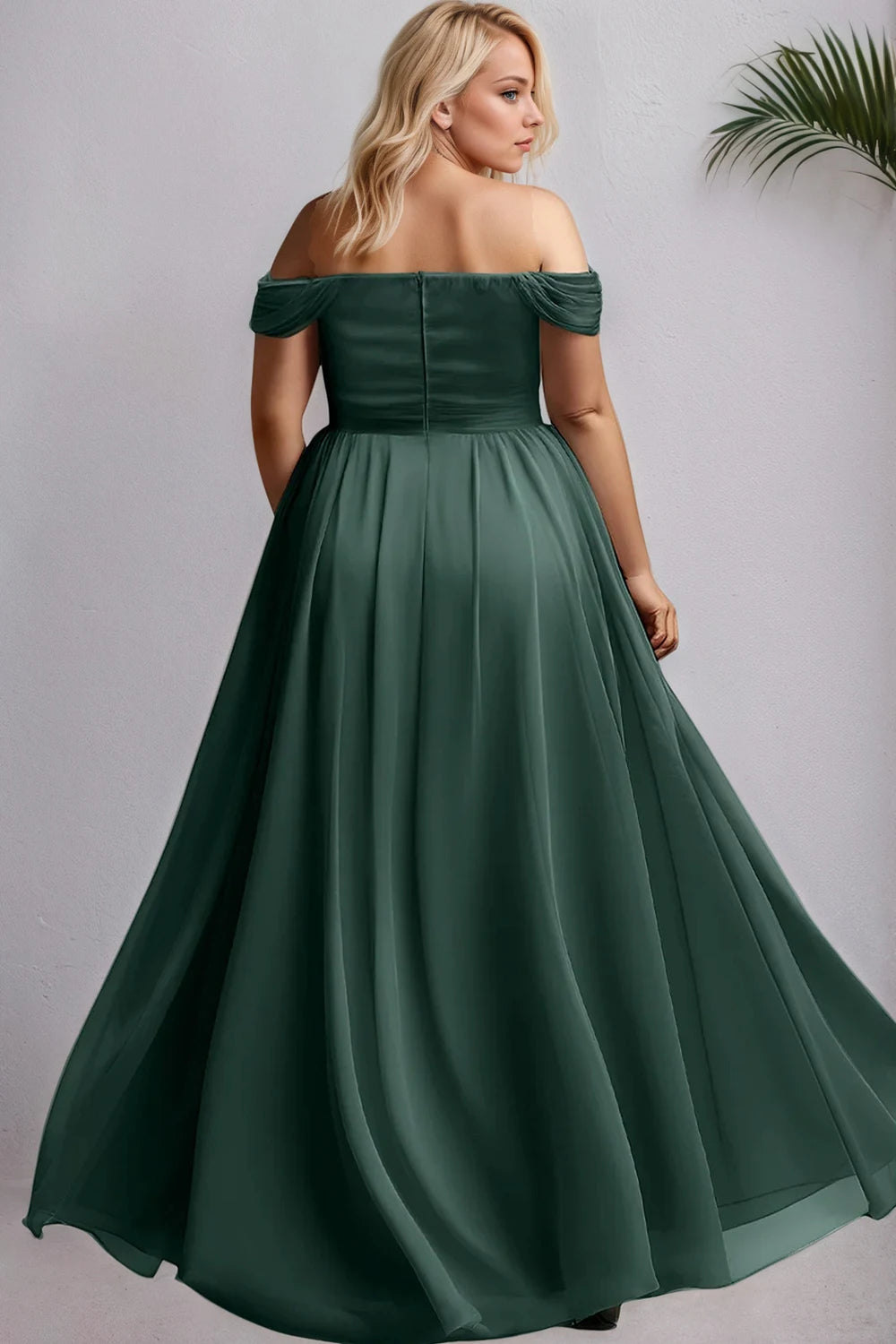 Robe soirée grande taille longue vert sauge femme