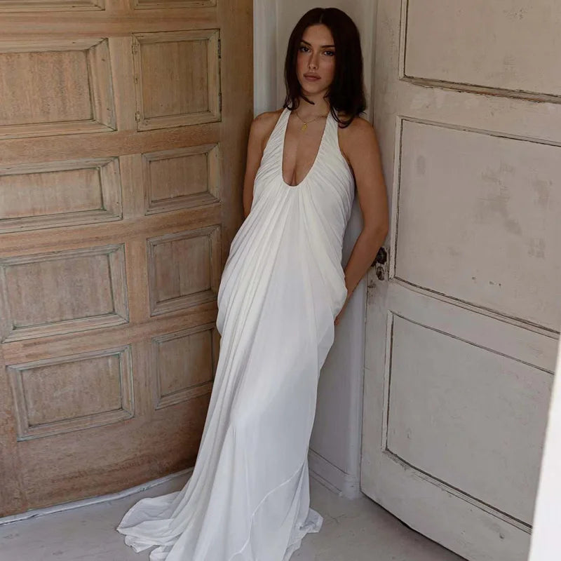 Robe blanche pour cérémonie longue femme
