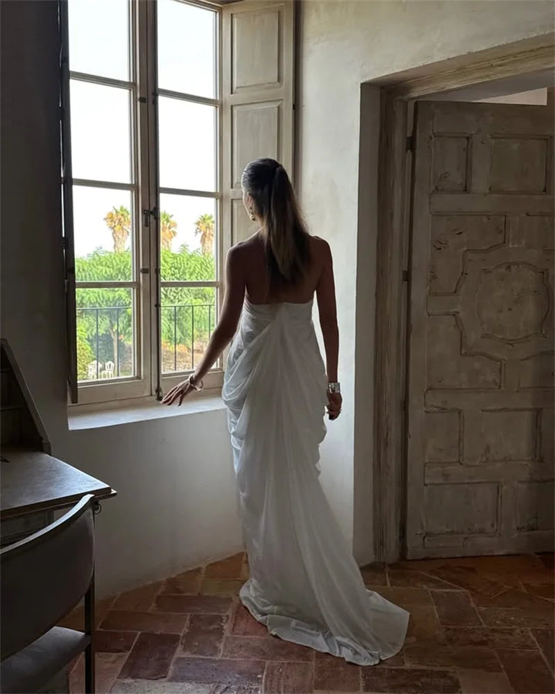 Robe blanche pour cérémonie longue femme