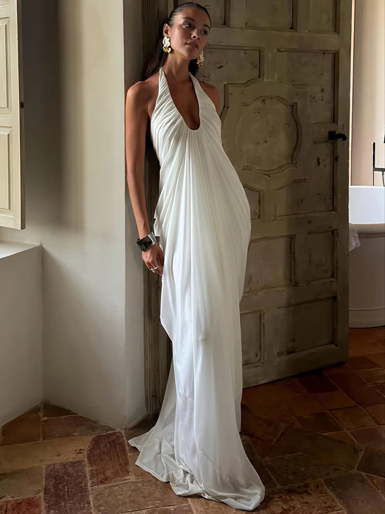 Robe blanche pour cérémonie longue femme